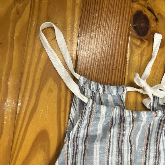 New Striped Romper Sz S Blue White Raw Edge Halter Pockets Beachy True Craft NWT - Picture 15 of 16